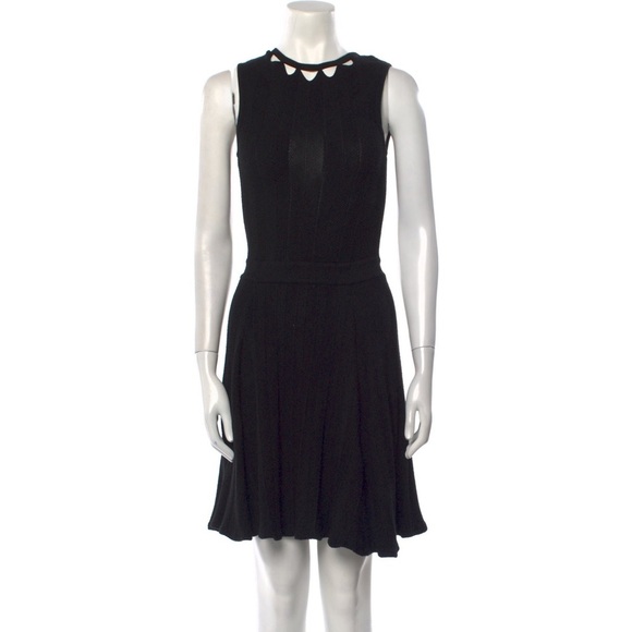 Milly Black Scallop Cut Out Detail Sleeveless Drop Waist Midi Dress Size L - Picture 1 of 7